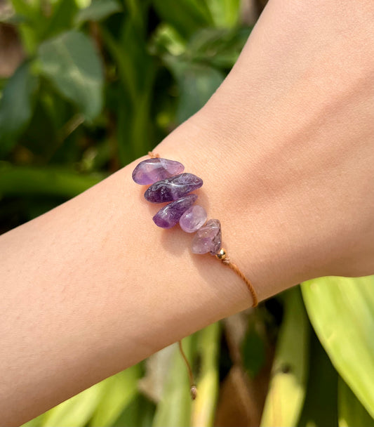 Amethyst Adjustable Chip Bracelet