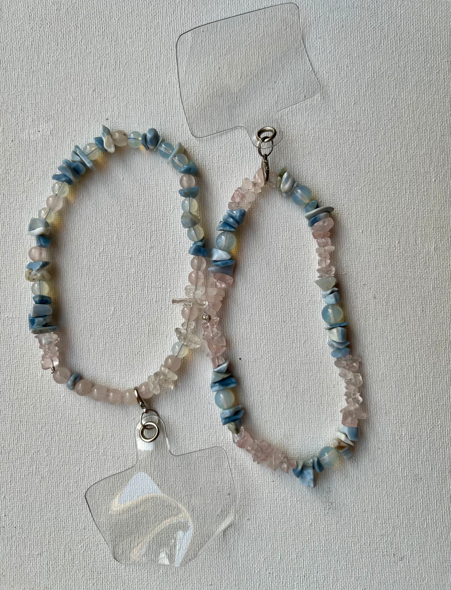 Blue Opal, Rose Quartz and Opal phone charm