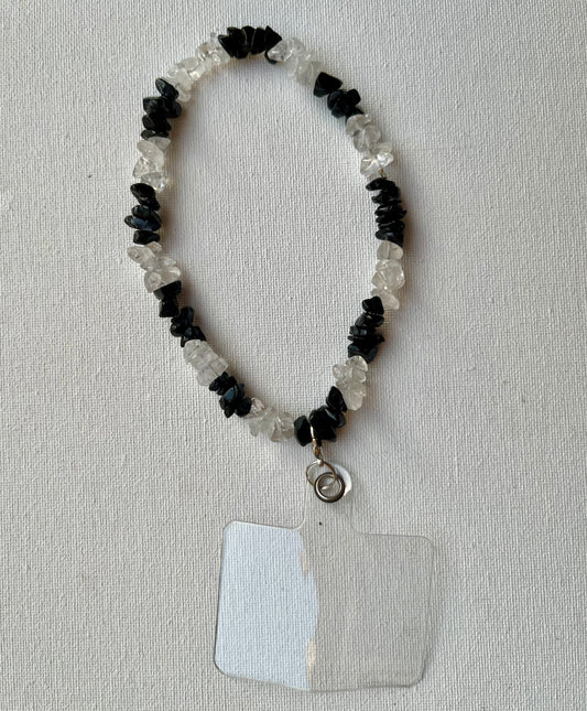 Clear Quartz and Black Tourmaline phone charm