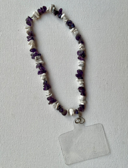 Amethyst and Howlite phone charm