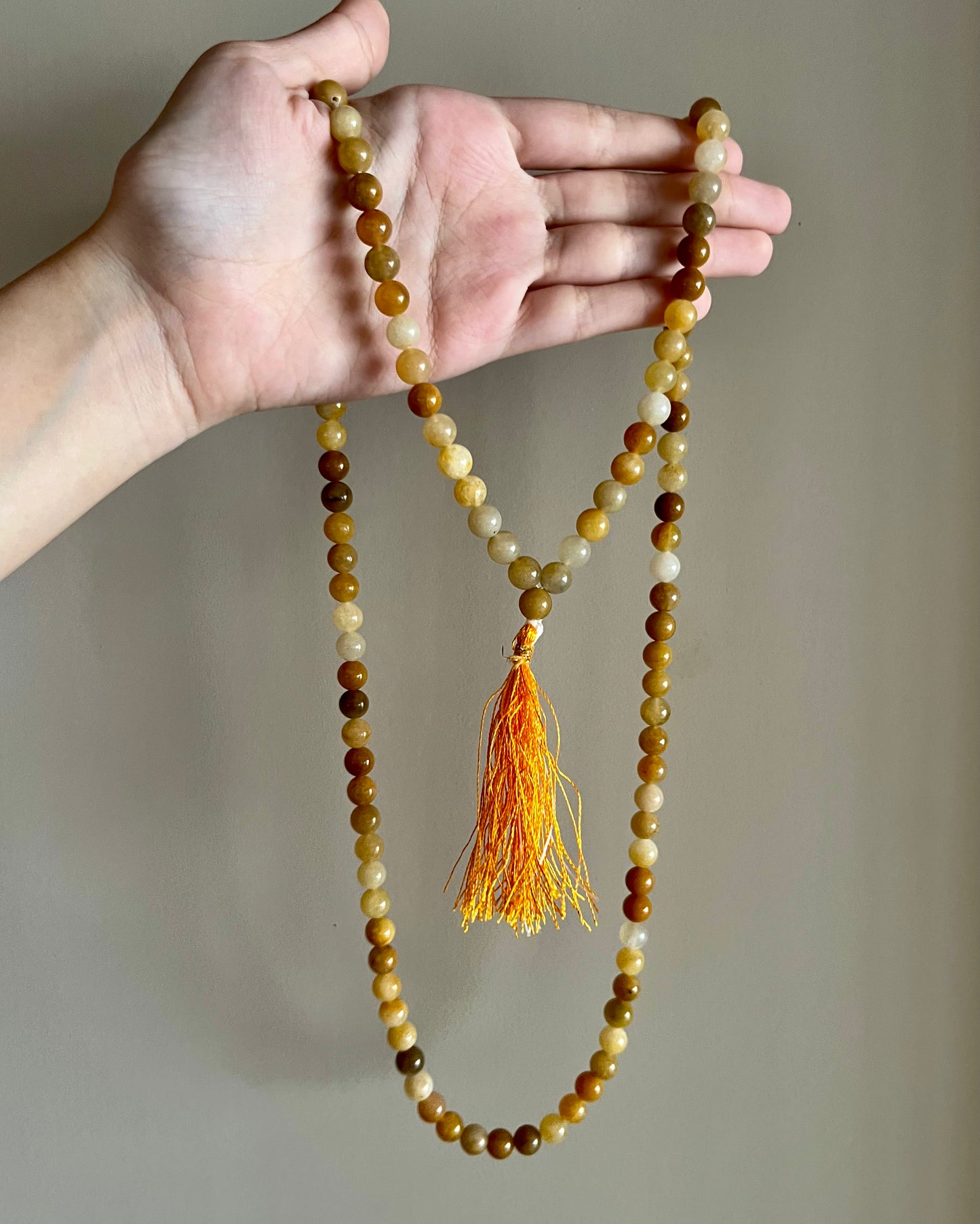 Yellow Agate Mala 108+1 beads