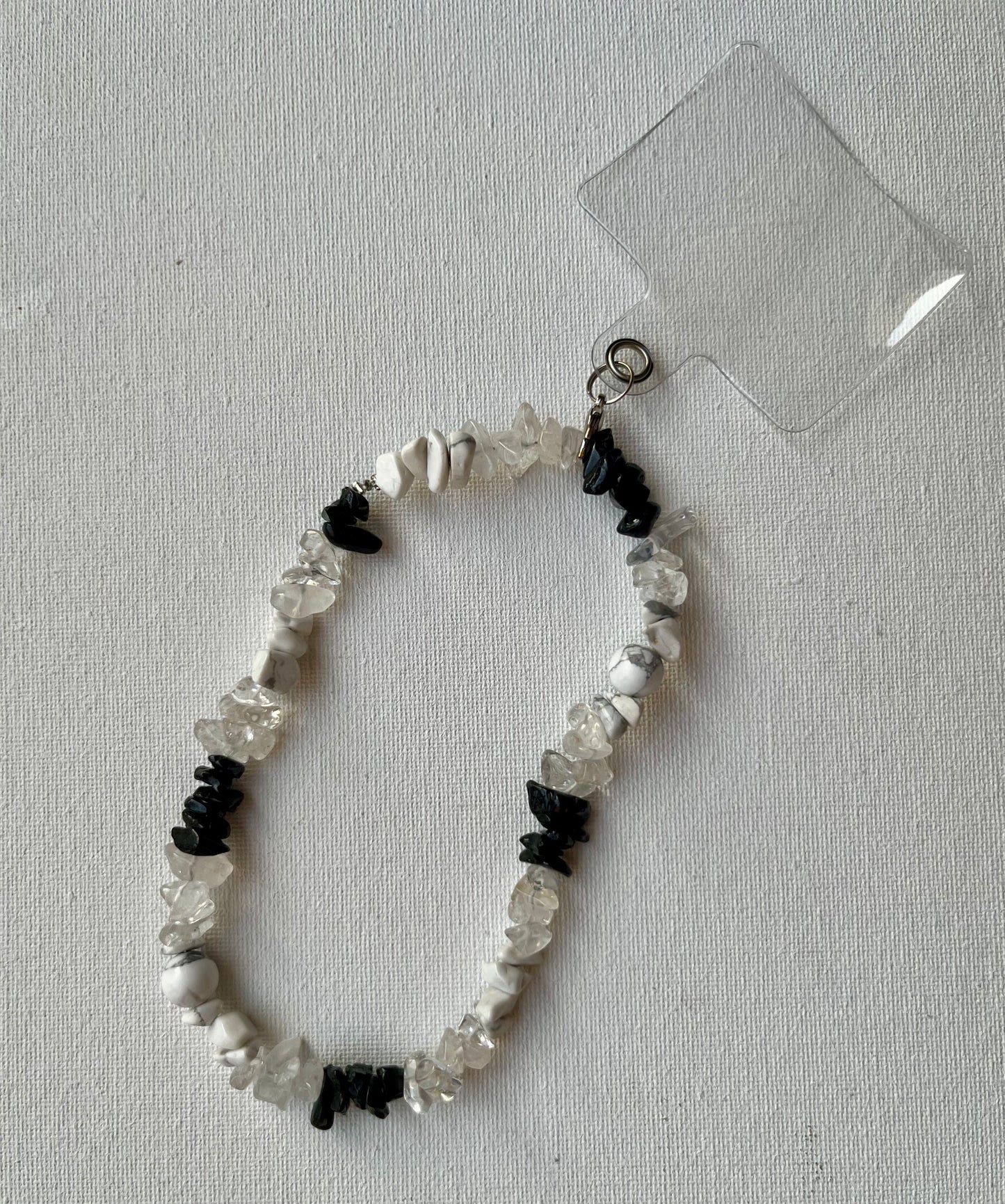 Howlite, Clear Quartz and Black Tourmaline phone charm