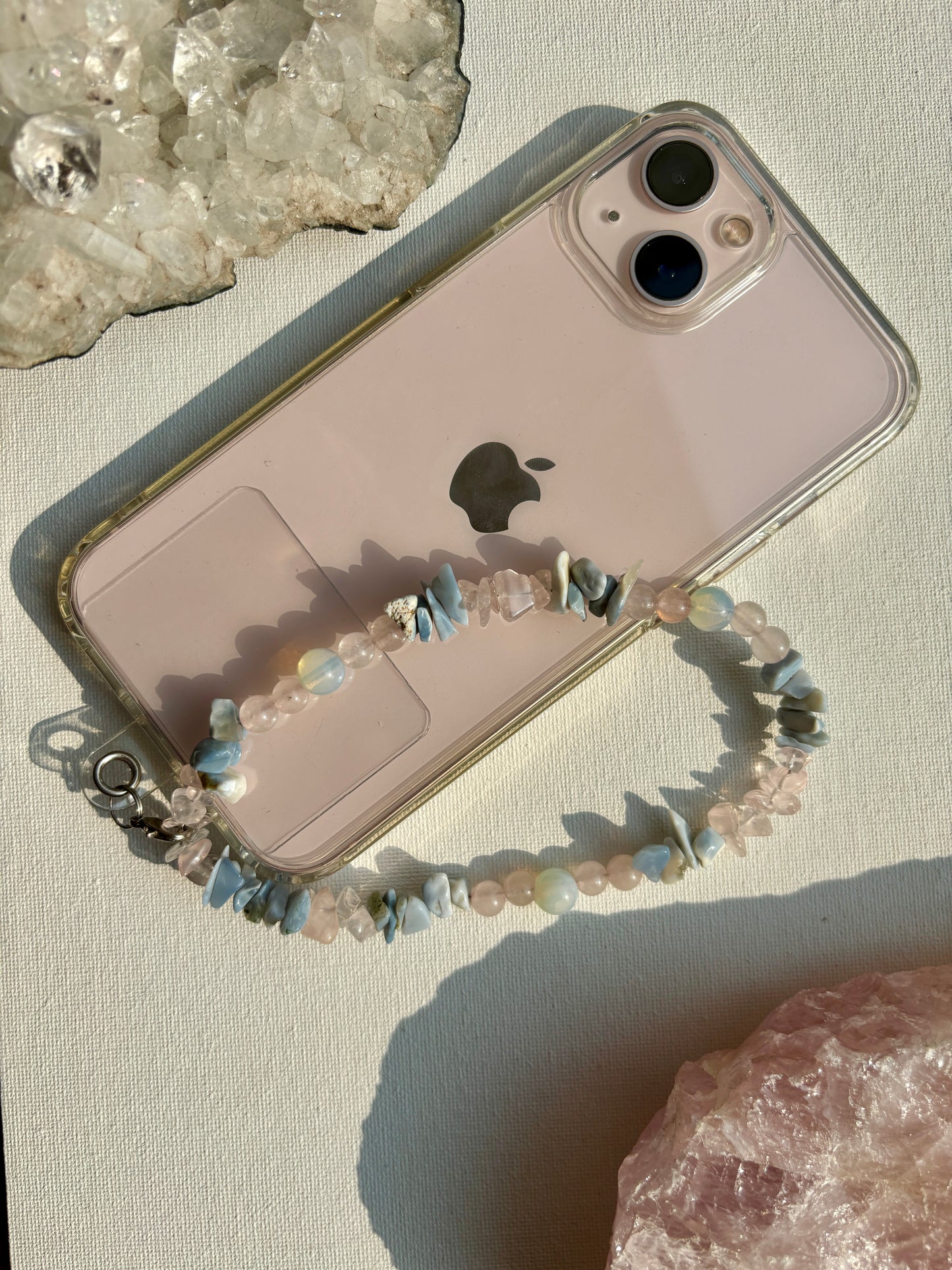Opal, Howlite and Rose Quartz phone charm
