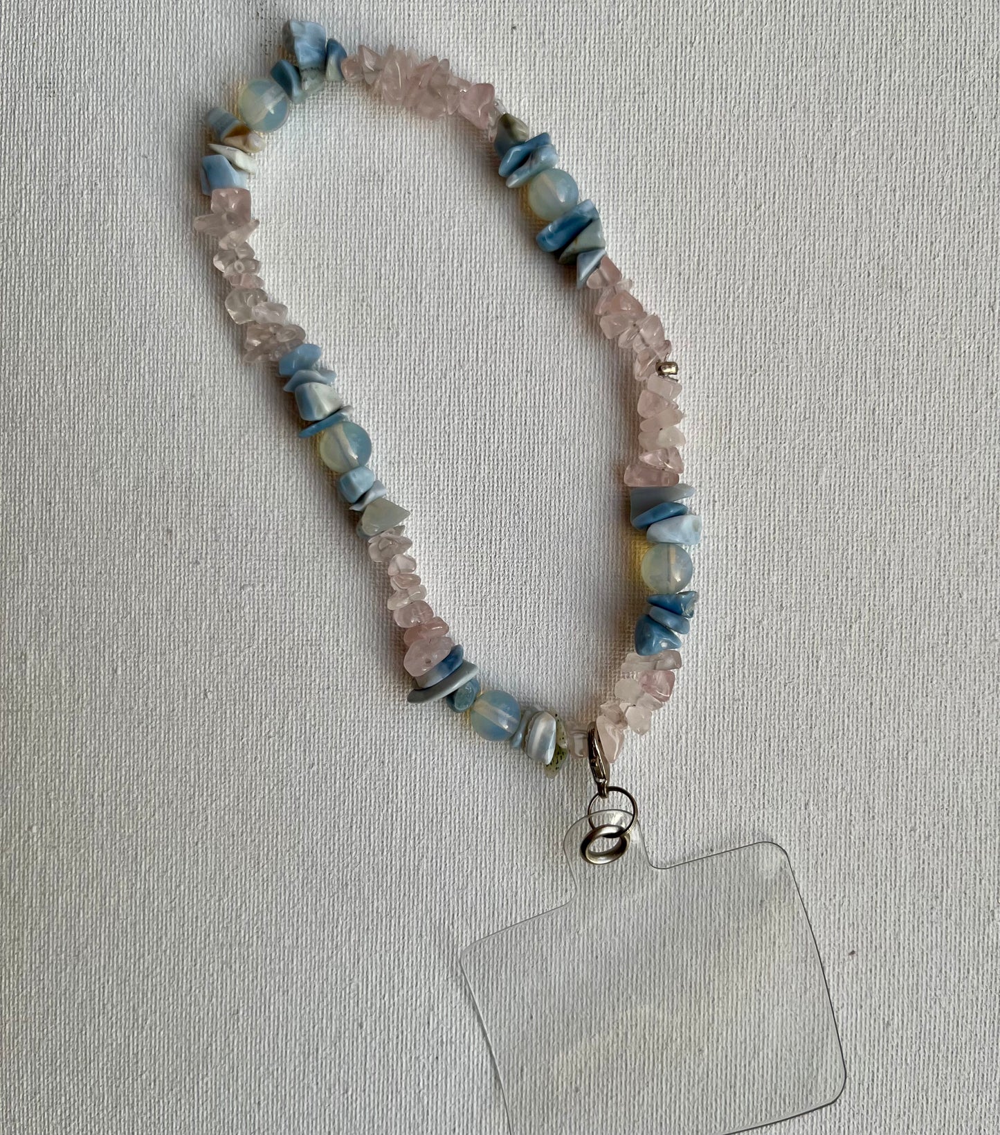 Blue Opal, Rose Quartz and Opal phone charm