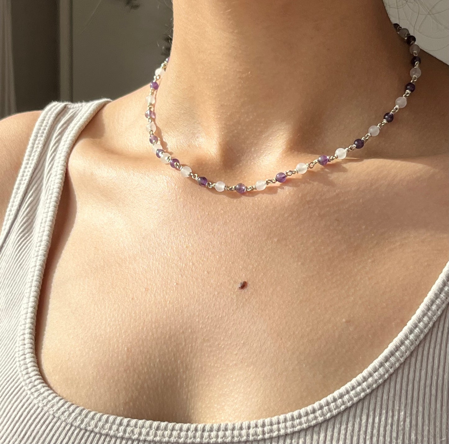 Amethyst & Rose Quartz Adjustable Chain