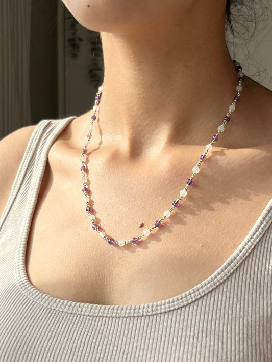 Amethyst & Rose Quartz Adjustable Chain
