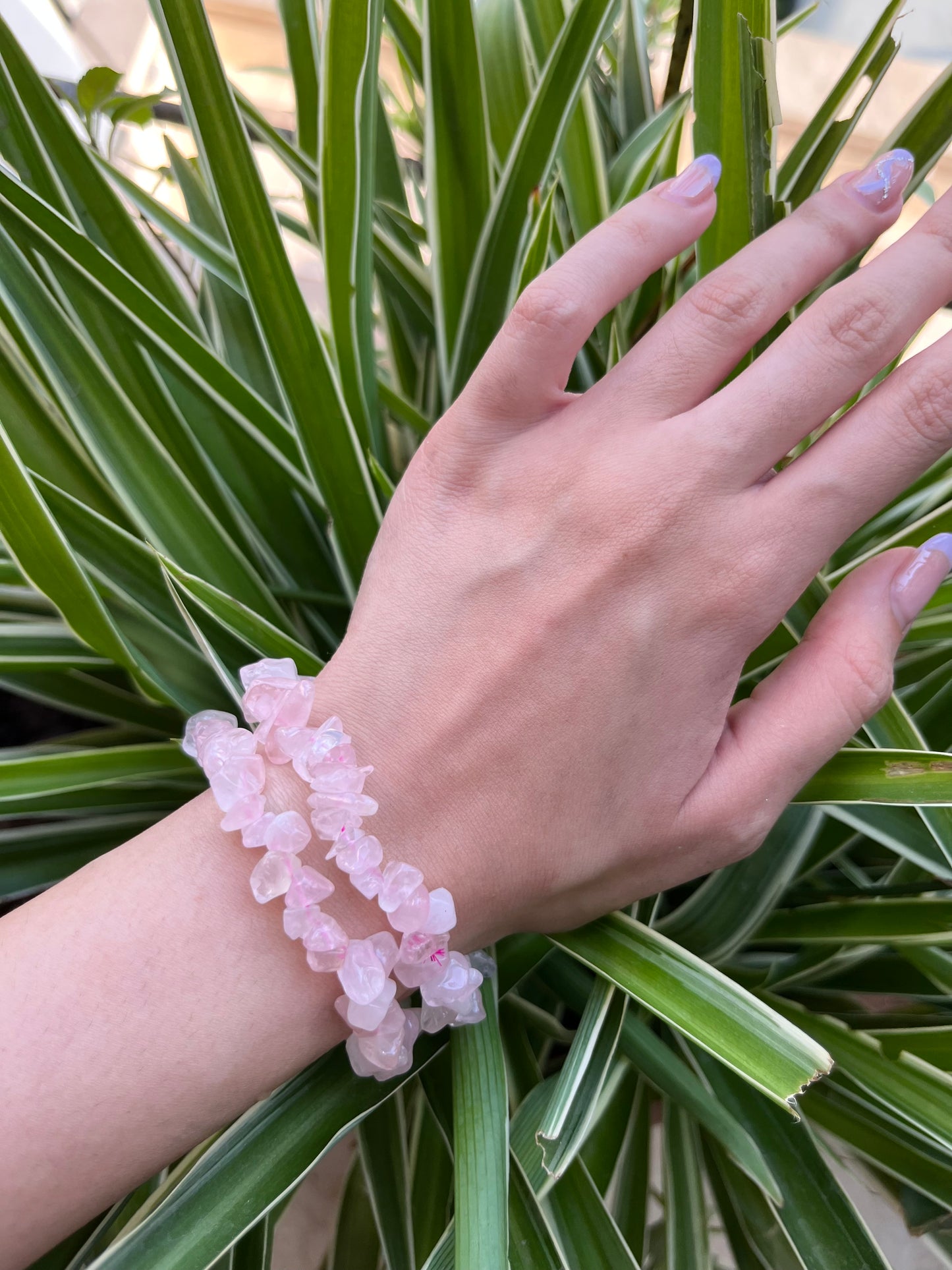 Rose Quartz Chip Bracelet