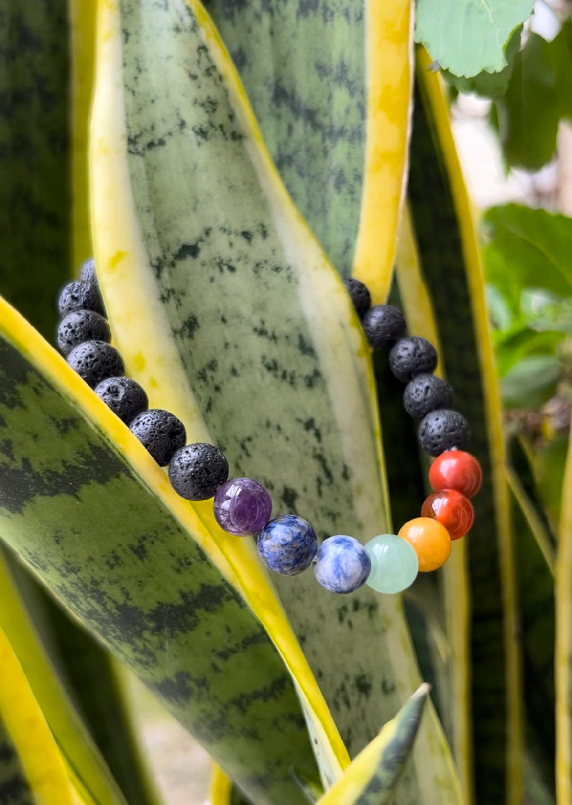Seven Chakra Lava Bracelet