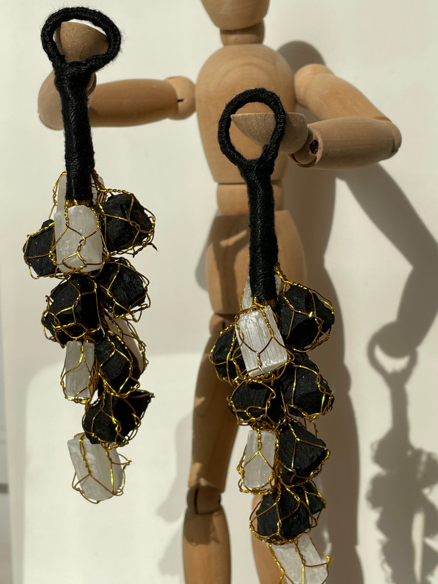 Selenite And Black Tourmaline Hanging