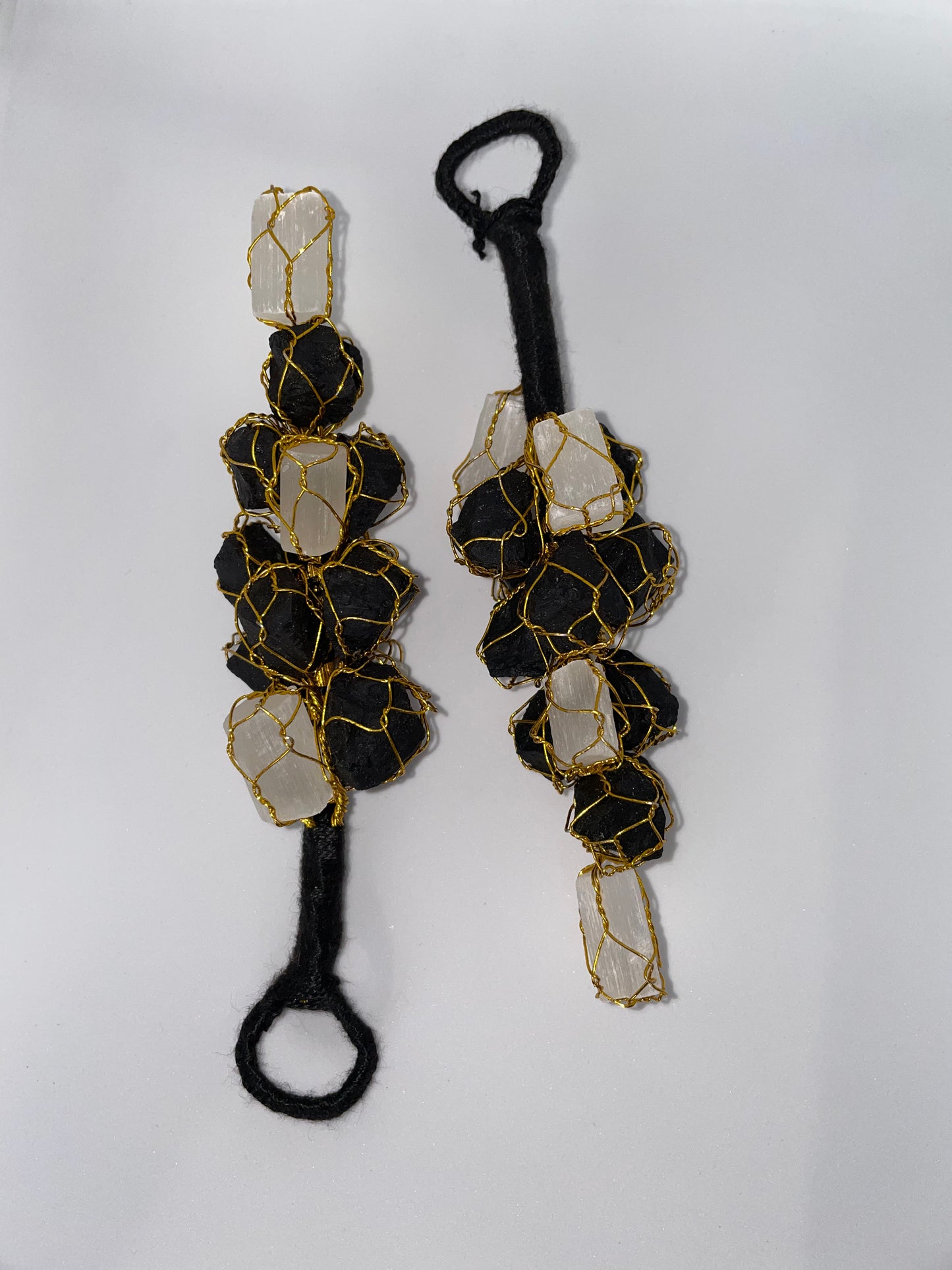 Selenite And Black Tourmaline Hanging