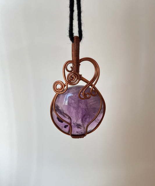 Amethyst Handmade Copper Pendant (Round)