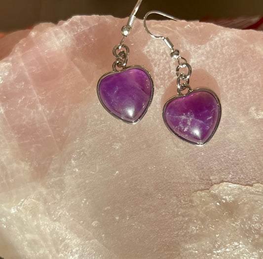 Amethyst Heart Earrings
