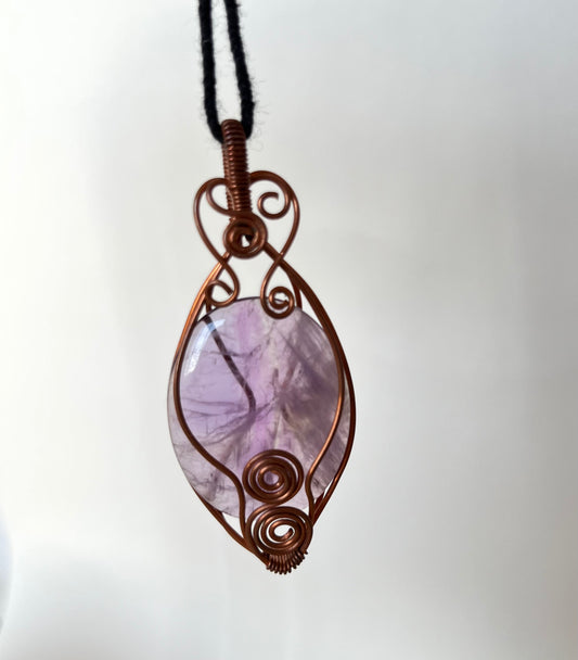 Amethyst Handmade Copper Pendant (Oval)