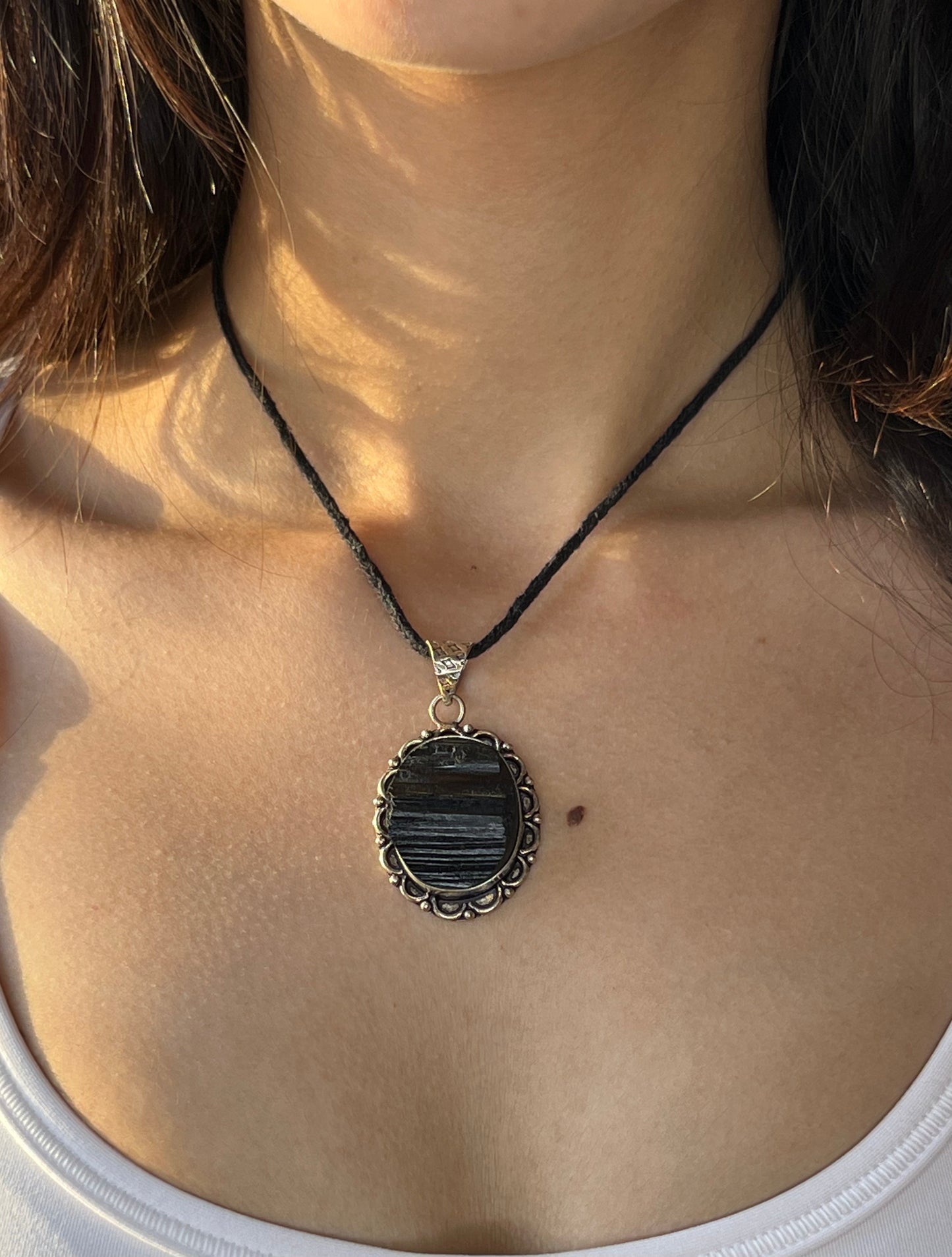 Black Tourmaline Pendant Raw
