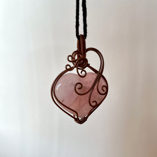 Rose Quartz Handmade Copper Pendant