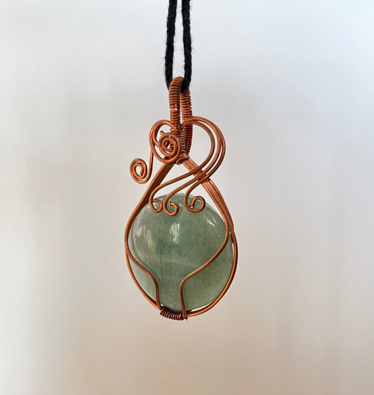 Green Aventurine Handmade Copper Pendant