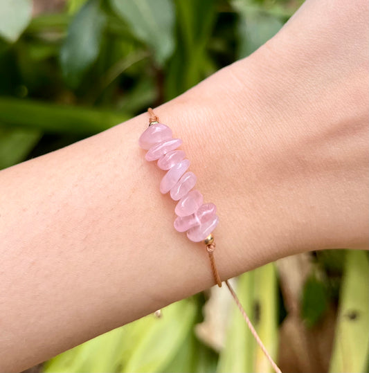 Rose Quartz Adjustable Chip Bracelet