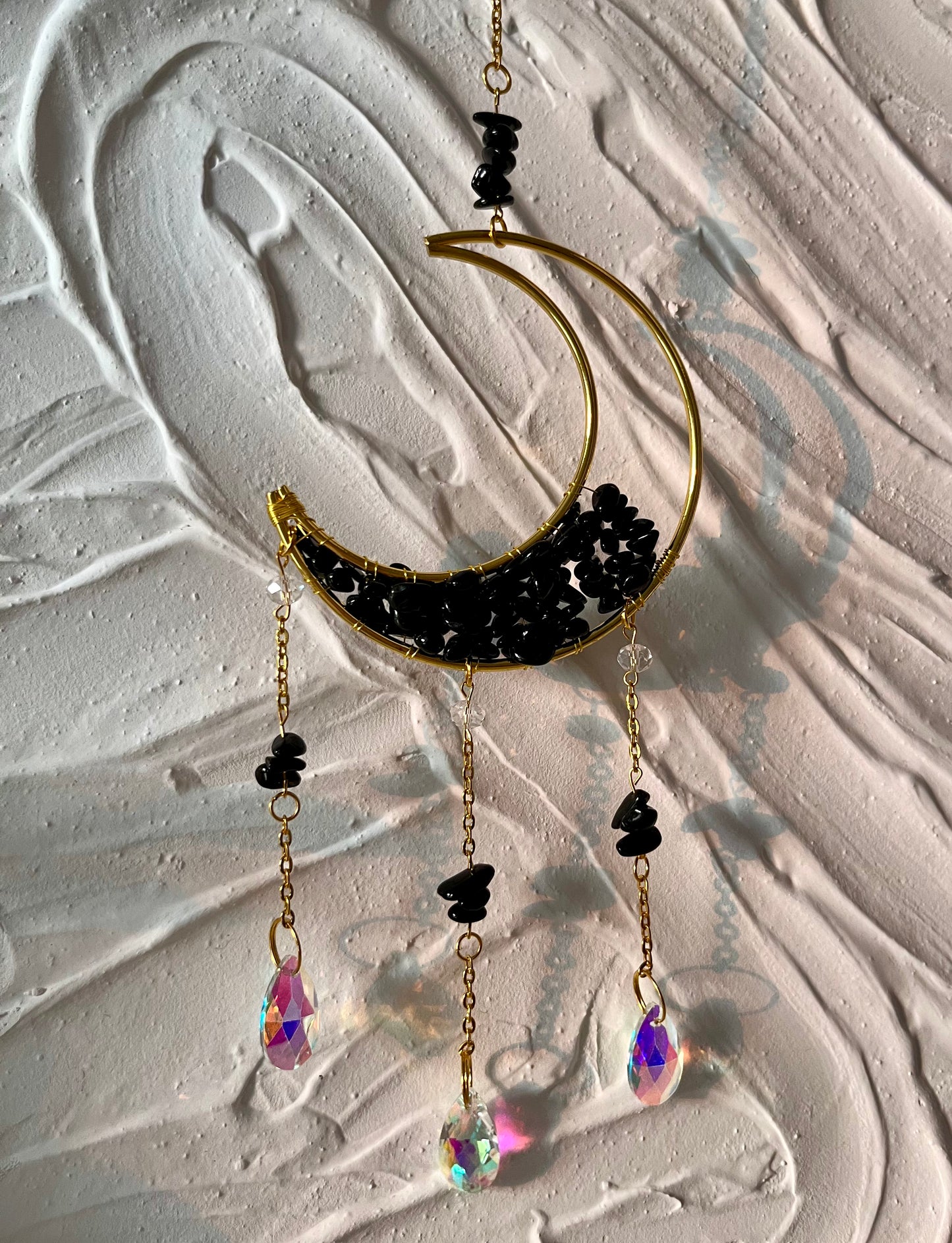 Black Tourmaline Moon Suncatcher