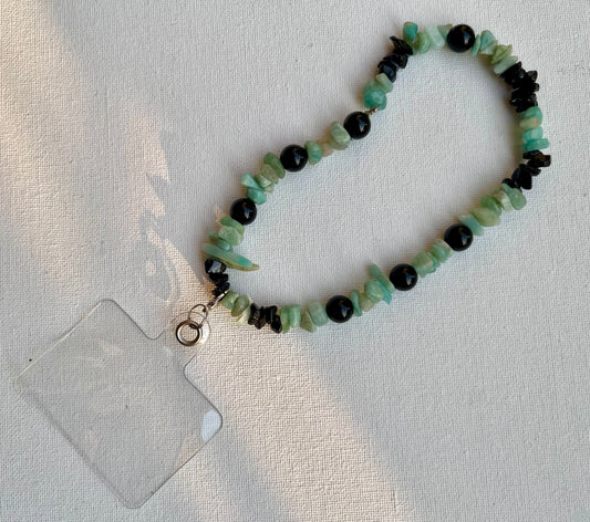 Amazonite and Black Tourmaline phone charm