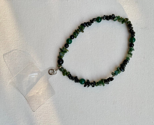 Jade and Black Tourmaline phone charm