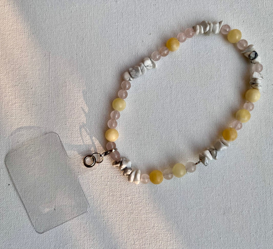 Calcite, Howlite and Rose Quartz phone charm