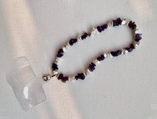 Howlite and Amethyst phone charm