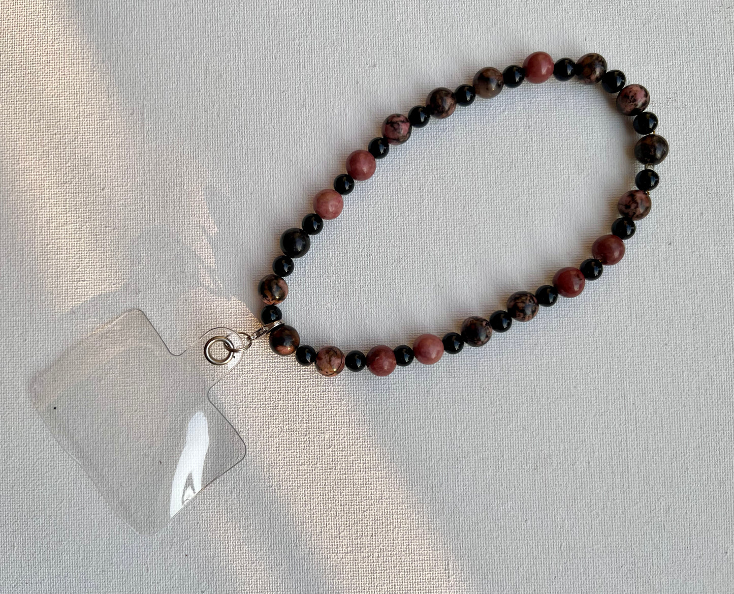 Rhodonite and Black Onyx phone charm