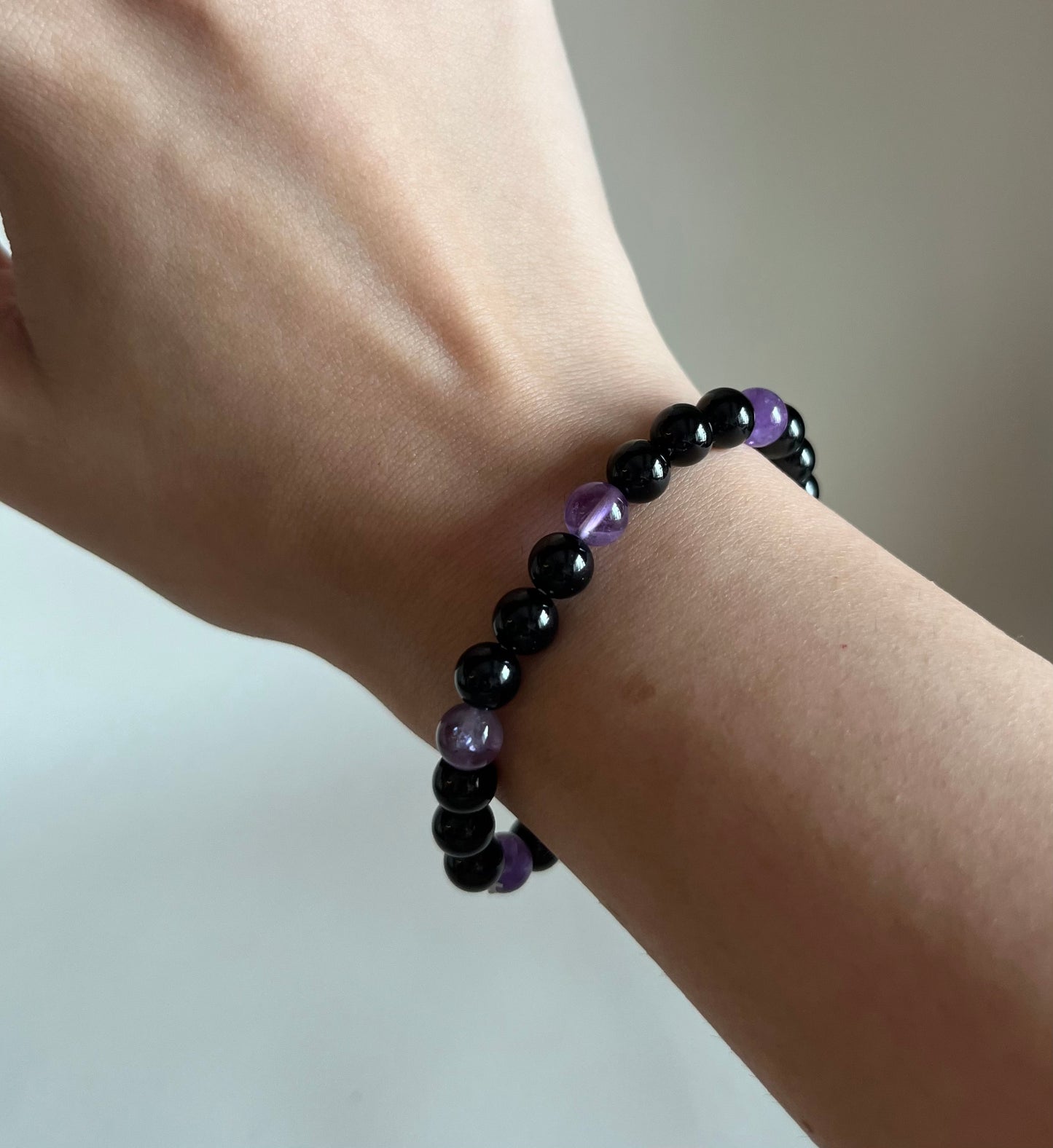 Black Tourmaline & Amethyst Bracelet