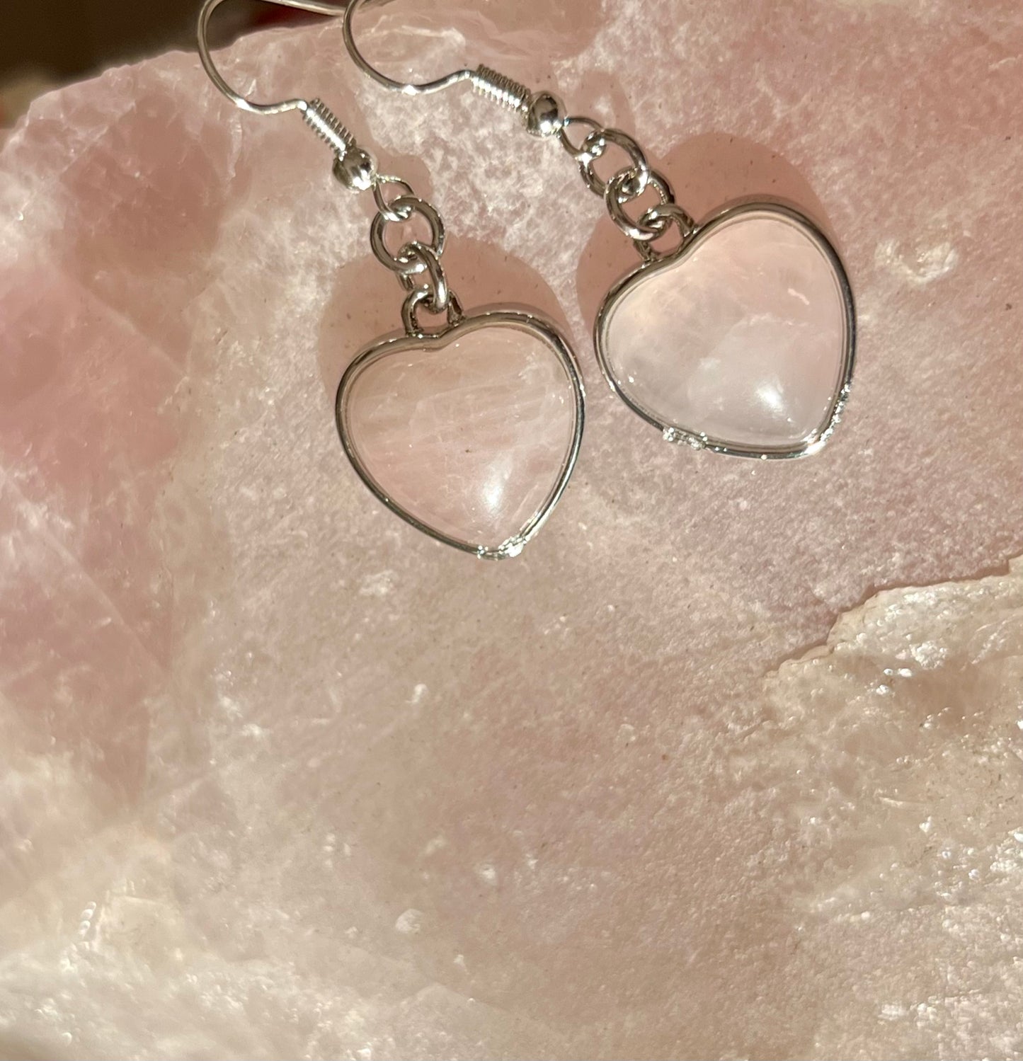 Rose Quartz Heart Earrings