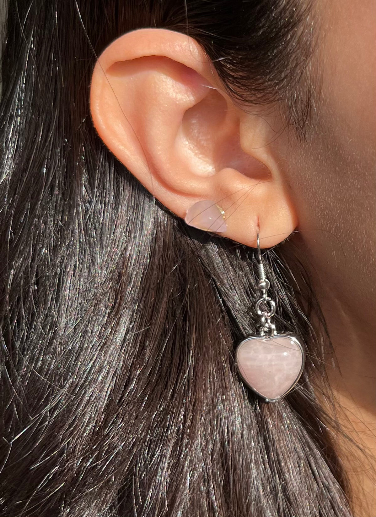 Rose Quartz Heart Earrings